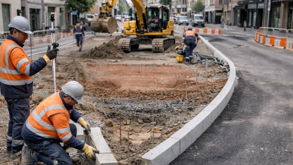 Travaux de voirie urbaine (bordures et plateforme)